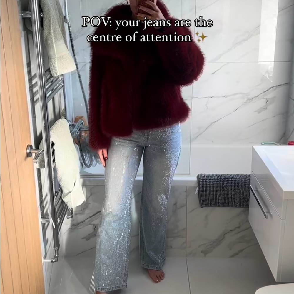 Rhinestone Denim Jeans - Picture 4 of 5